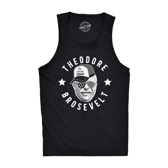 Mens Funny Fitness Tank Theodore Brosevelt Sarcastic Fourth Of July Graphic - Picture 1 of 4